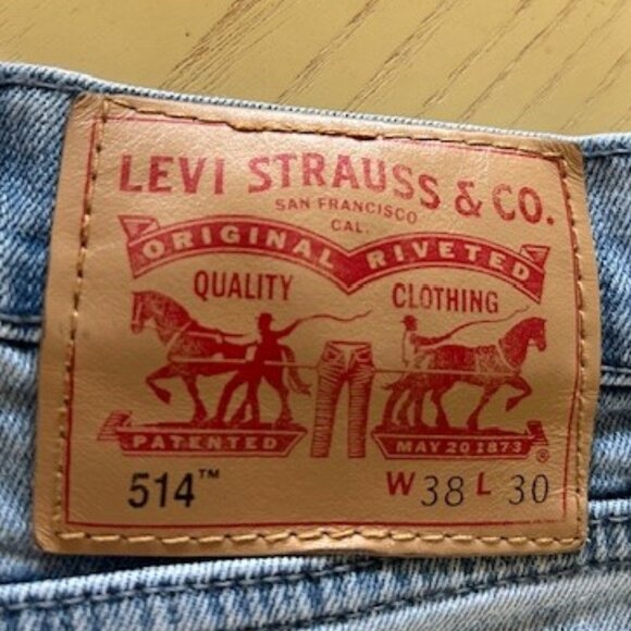 Levi’s 514 Jeans Mens 38x30 Faded Blue Denim Straight Stretch Fit - Picture 14 of 16